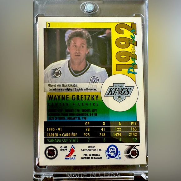 1992 O-Pee-Chee Wayne Gretzky Card #3 - Picture 2 of 8